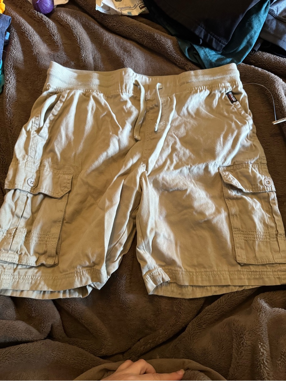 Boys Tan Cargo Shorts with Drawstring Waist